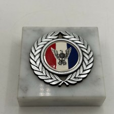 VTG Marble Paper Weight Crest Craft United States Red White Blue Federal Eagle