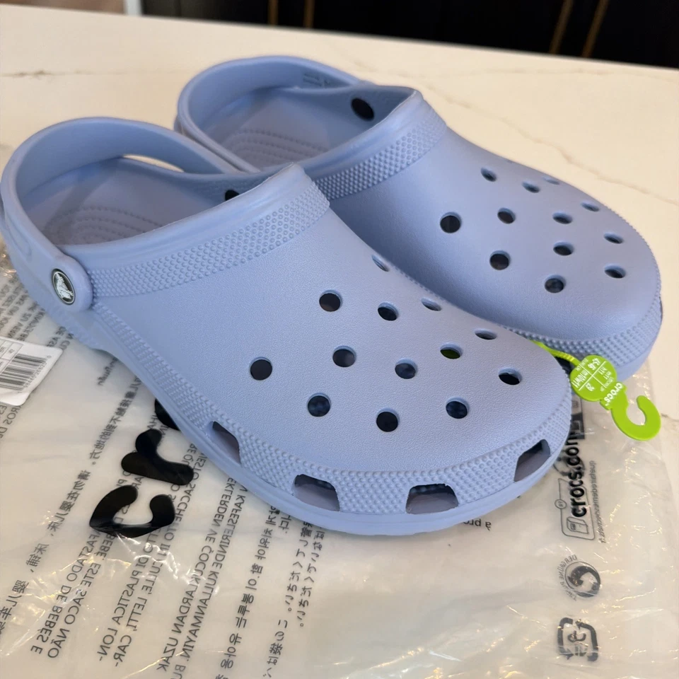 NUEVO Crocs Clásico Adulto Pastel Azul/Púrpura Hombre Talla 10 Mujer Talla 11 10001-453 Foto 3 de 4
