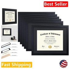 Elegant 6 Pack 11x14 Certificate Frames, 8.5x11 Document, Wall Mount