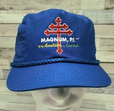 Cappello attore vintage Magnum PI on location equipaggio hawaiano raro cappello camionista anni 80 corda 