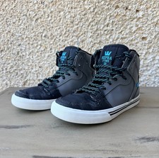 Supra Vaider High Top Sneakers Grey Black Blue Youth size 3