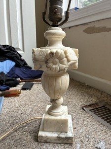 Vintage Italian Hand-Carved Alabaster Urn Table Lamp
