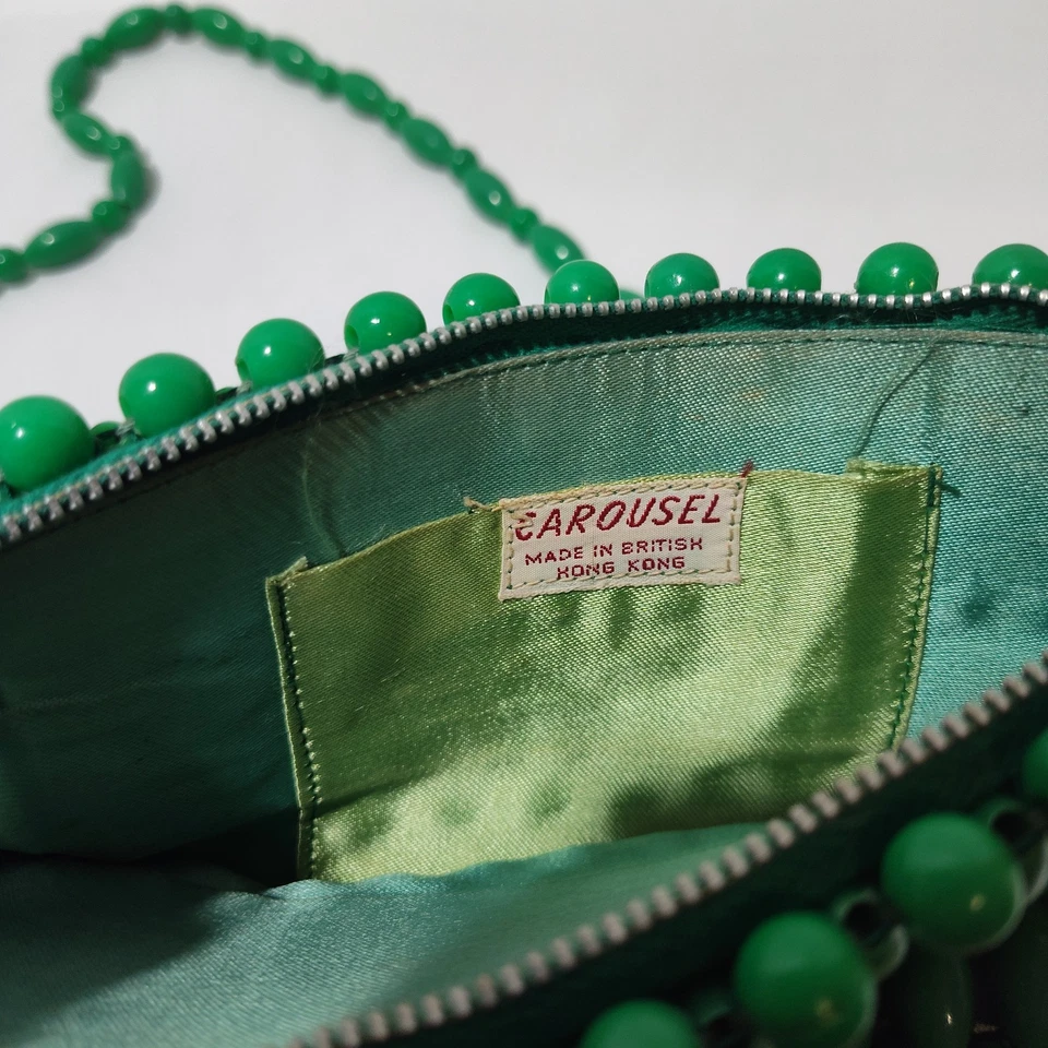 Винтажная карусель зеленый бисером сумочки Lucite весело ретро вечеринки мод - Изображение 4 из 4