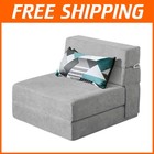 Single Size Fold Out Chair Bed, Futon Sleeper, Light Gray