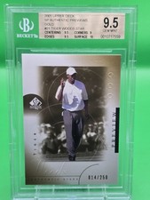 TIGER WOODS 2001 SP AUTHENTIC PREVIEW #21 GOLD /250 BGS 9.5 GEM MINT W/ A 10