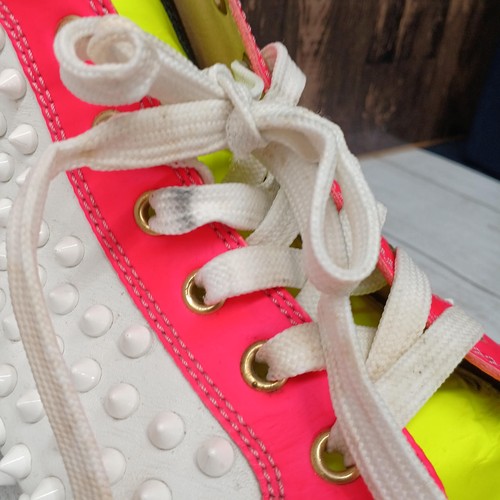 Christian Louboutin Louis vitello piatto punte fluo multicolore uomo taglia 42 US 9 - Foto 11 di 12