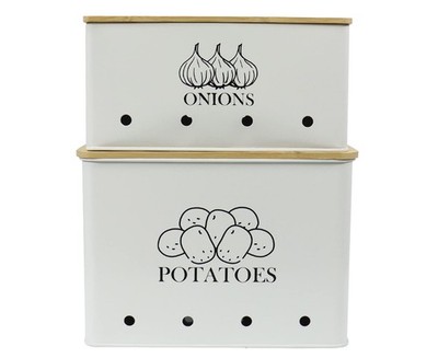 2 Pack Potato Onion Storage Canisters with Ventilated Lid Design