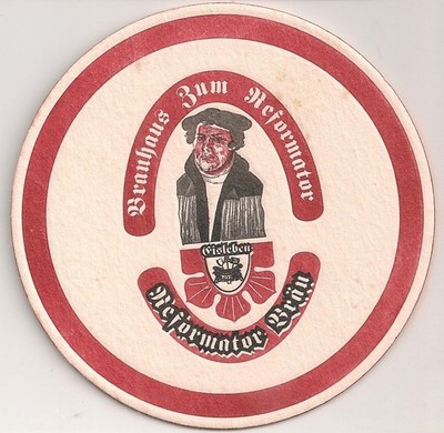 Brauhaus zum Reformer, Eisleben - old beer mat ''Reformer Bräu'' (small)