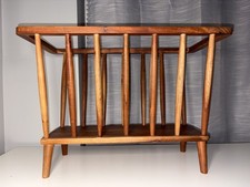 Mid-Century Modern Spindle Magazine Rack / Book Rack in Solid Black Cherry Wood