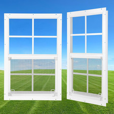 18" X 27" Shed Windows 2 Pack, Small Sliding Window with Tempered Glass & Metal