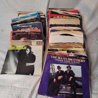 Vintage 45 RPM Vinyl Record Lot 80s Pop Rock Blues MYSTERY 20PK