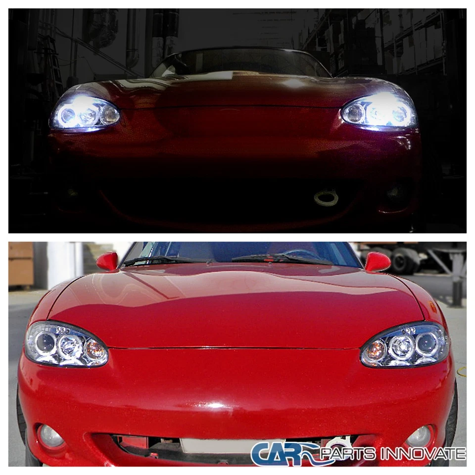 Clear Fits 2001-2005 Mazda Miata MX5 LED Strip Halo Projector Headlights Lamps - Image 4 of 4