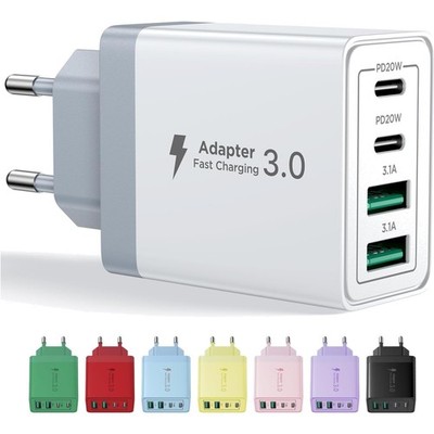 4 Port USB C Schnellladegerät 40W mit USB-A und USB-C für iPhone, Samsung, Ta...