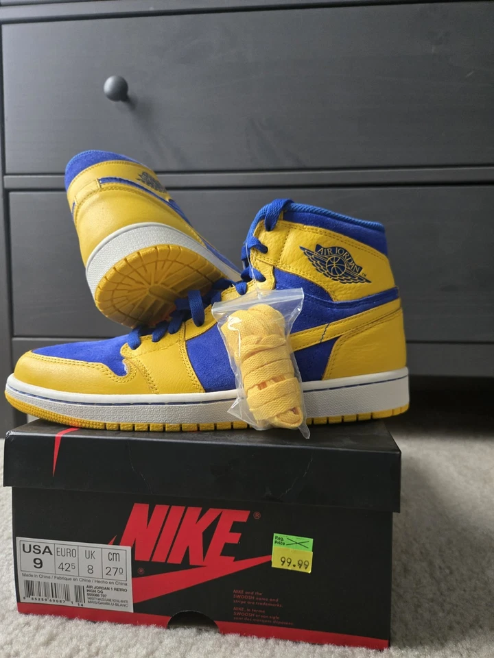 Размер 9 - Air Jordan 1 ретро оригинальный высоты Laney совершенно новый DS - Изображение 2 из 3