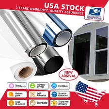 Privacy Window Film Self-Adhesive PVC One Way Mirror Tint Protect UV Reflective