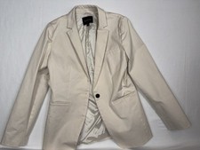 Banana Republic Long  Lean Blazer Womens 8 Ivory One Button Jacket
