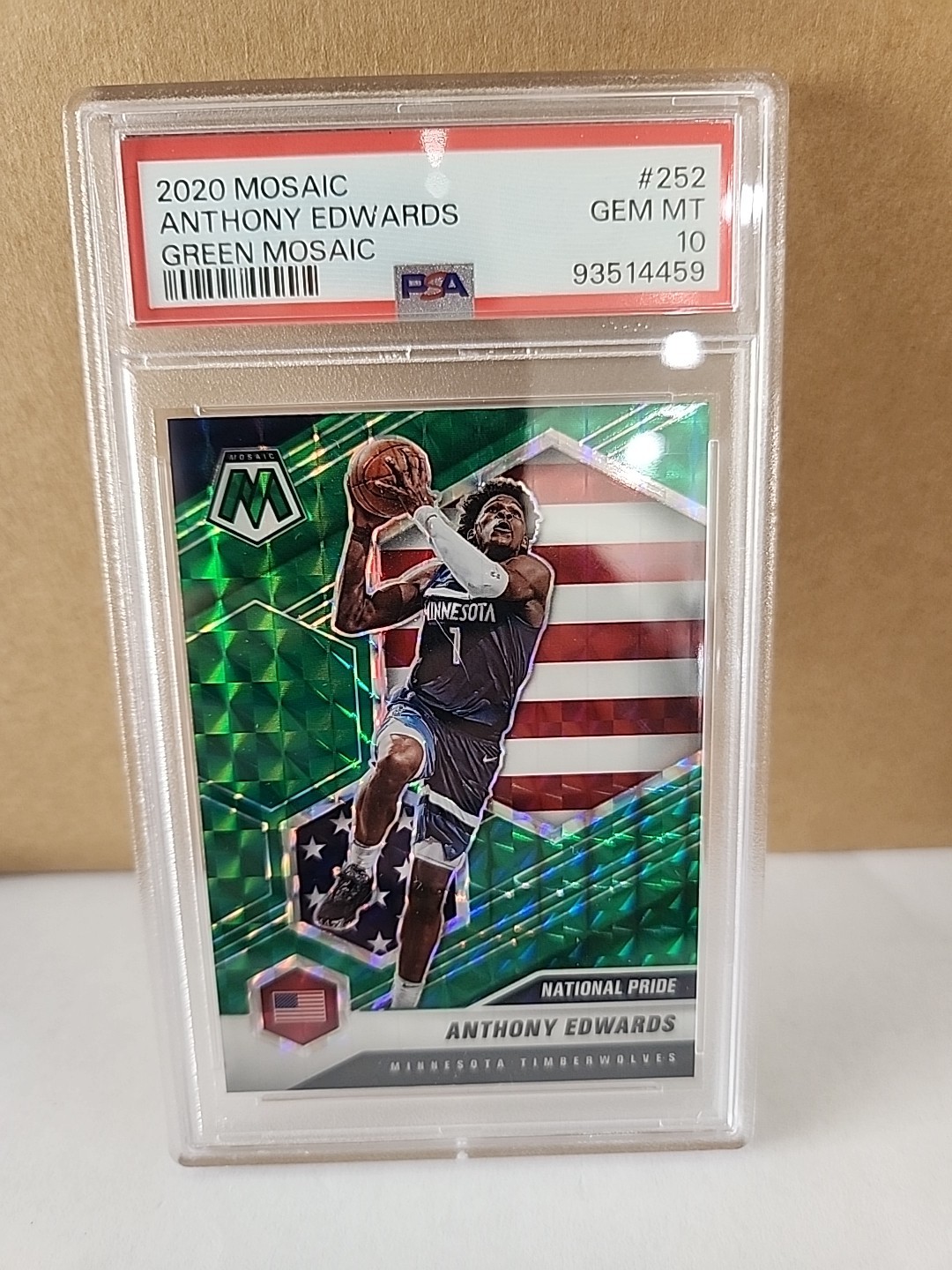 2020 Panini Mosaic - Anthony Edwards #252 National Pride Green Mosaic - PSA 10