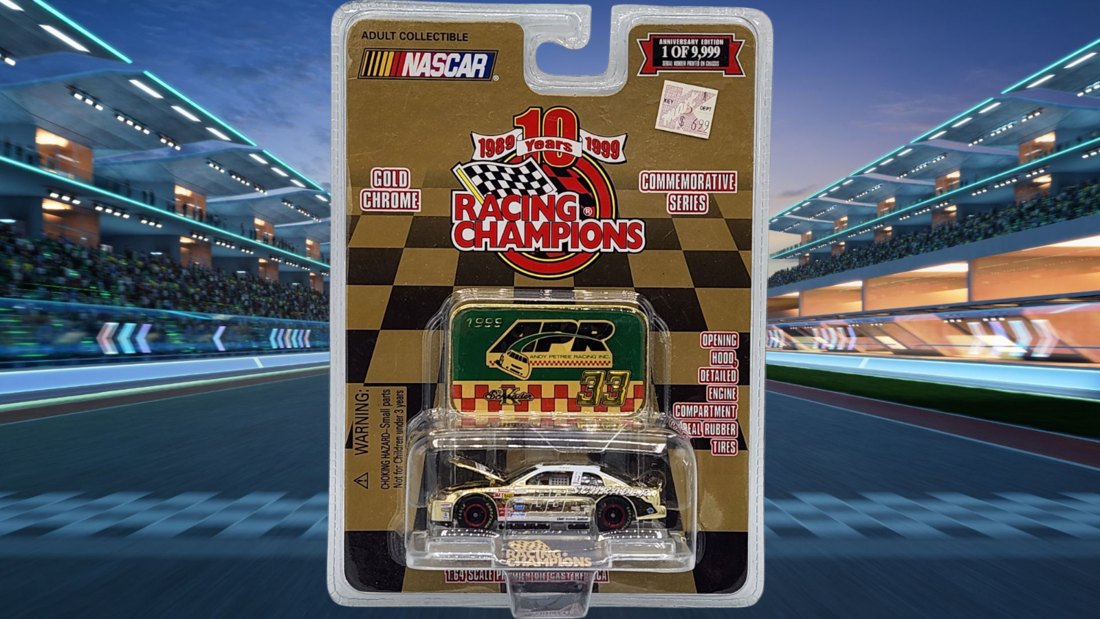 Gold Chrome Ken Schrader #33 NASCAR 1999 Racing Champions 10th Anniversary