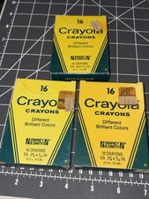 Vintage 3 Boxes CRAYOLA CRAYONS 16 UNUSED NOS- One Broken Tip