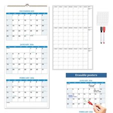 2026 Wall Calendar 15-Month Planner Wet Dry Erase Dec 2025 Jan 2027