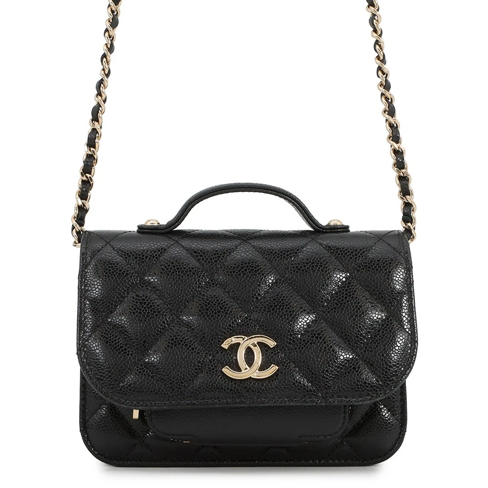 Chanel — CHANEL Business Affinity Chain Wallet Size Mini Calfskin Black AP2914-B05052...