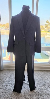 Tahari Women s 2-Piece Navy Pant Suit Set Lined Notch Lapel One-Button M