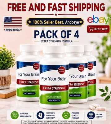 For Your Brain Extra Strength Dietary Supplement 60 Capsules Pack of 4 Fre Ship