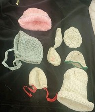 Antique Vintage Baby Doll Cap Bonnet Hats 8 Ieve Lot