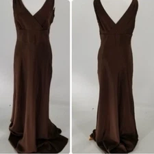 J Crew Y2K Sophia Silk brown evening gown wedding bridesmaid long maxi dress 10