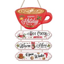Christmas Decor Hanging Wood Sign, Hot Cocoa Bar Wall Plaque, Christmas Theme