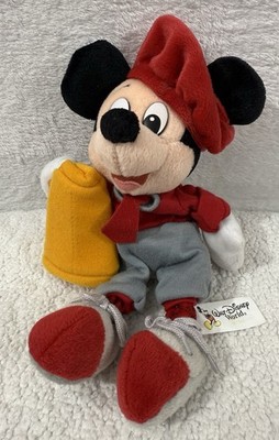 WALT DISNEY WORLD Mikey Mouse RED/GRAY & YELLOW PLUSH 10'' BEAN BAG PLUSH DOLL.