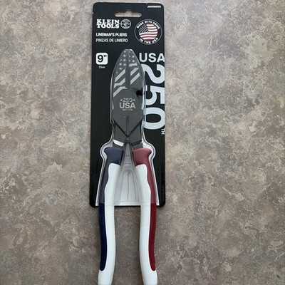 Klein Tools 250 Lineman's Pliers 9 in Made in USA Red White Blue Handles