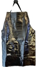 Professional black butcher, work apron 100 leather, with black strap adjustable