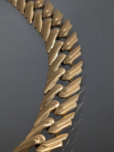 Vintage 80s Monet Cuban Link GoldTone Choker Collar 16.25” Retro Necklace - Picture 3 of 5