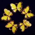12Pcs 13x10x1mm Yellow Enamel Tibetan Golden Butterfly Pendant Bead PJ3253