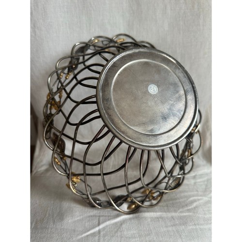 Vintage GODINGER Silver Plated Metal fruit Basket gold Flowers Leaves Vine 12” - Picture 15 of 22