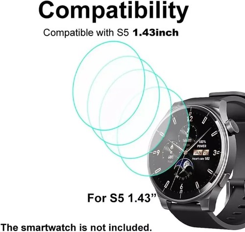 Compatible with TOZO S5 1.43”, round Smart Watch Tempered - Picture 5 of 5