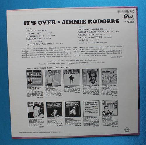 Jimmie Rodgers-It's Over-1966 Pop Stereo NM/NM- Very Nice - Picture 2 of 10