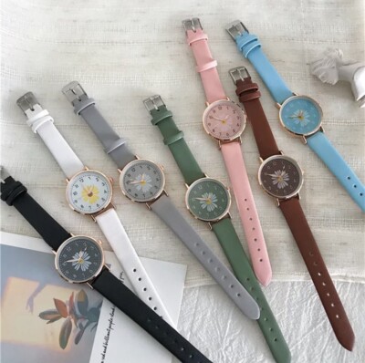 Fresh Daisy Dial Design Ladies Wristwatches Fashion Casual Women Flower 