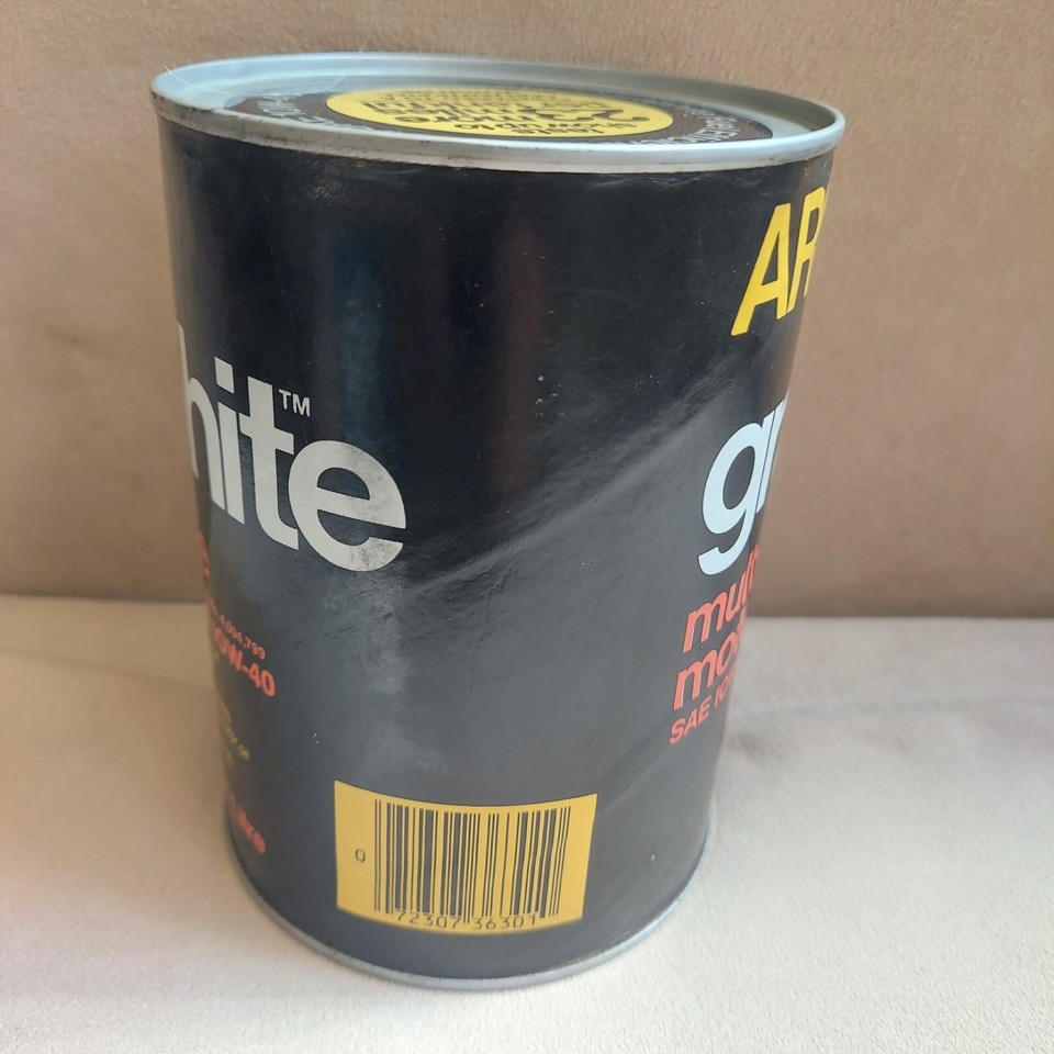 Vtg Arco Graphite Motor Oil Tin Cardboard Can SAE 10W 40 Full quart