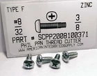 #8-32x3/8 Pan Phillips Thread Cutting Screws Type F Steel Zinc Plated (500)