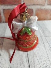 VTG German Kathe Wohlfahrt Rothenburg Hand Painted Christmas Bell Red Ornament