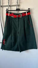 Ladies' costume trousers skirt green red with belt size 40 by Rachor