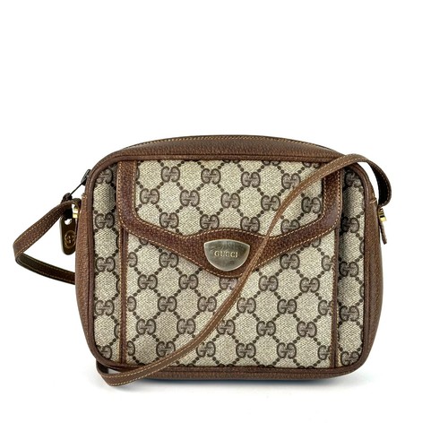 Vintage GUCCI Shoulder Bag Purse GG Supreme PVC Leather Brown Auth *Rare* - Picture 2 of 24