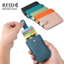 Slim Women Credit Card Holder Case RFID Genuine Leather Small Card Slot Purse