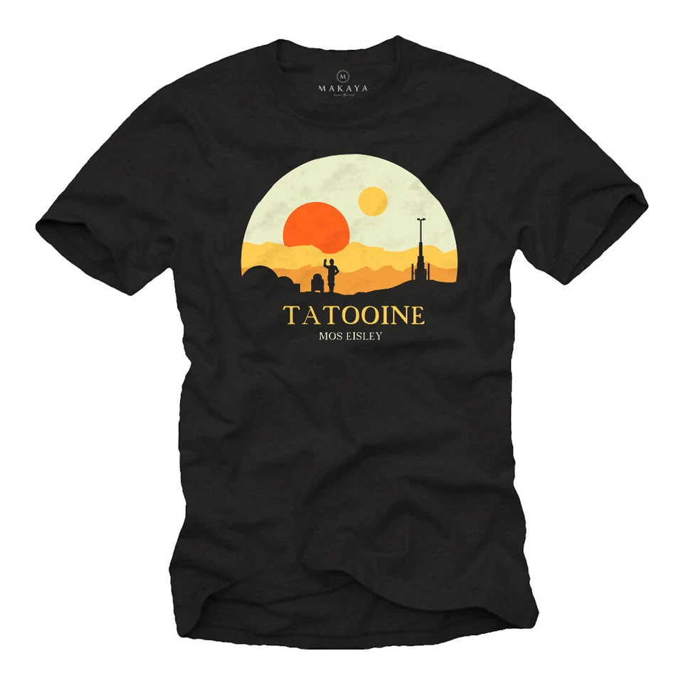 Herren T-Shirt schwarz Mos Eisley Tatooine Star Geschenke für Fans Gamer War R2 - Bild 1 von 1