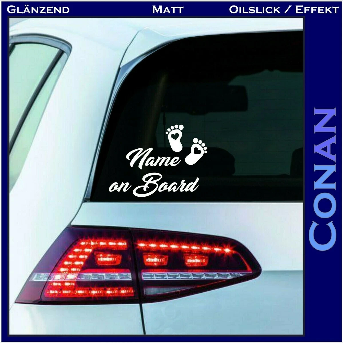 Wunschname Baby On Board Mädchen Krone 12x7cm Aufkleber Folie Auto