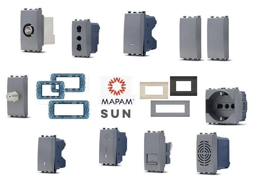 sun arkè SCHUKO DEVIATORE PRESA PULSANTE COMPATIBILE VIMAR ARKE' grigio opaco