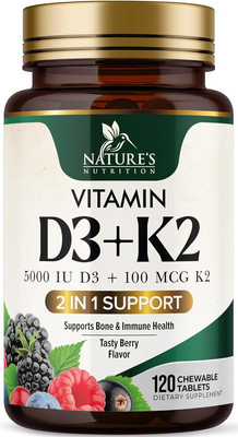 Vitamin D3 5000 IU with K2 100 Mcg | K2 MK-7 with D3 Vitamin Supplement, Support