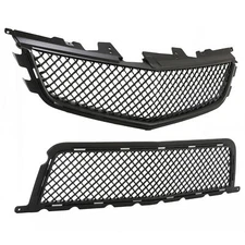 FITS CADILLAC CTS-V CTSV 2008-2014 FRONT UPPER+LOWER MAIN GRILLE - PAINTED BLACK